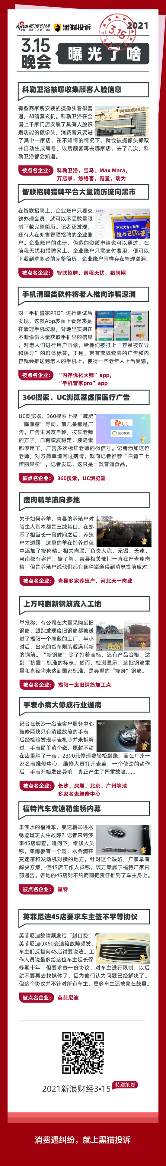 中国中央电视台315消费者权益日晚会曝光侵权行为--2021年