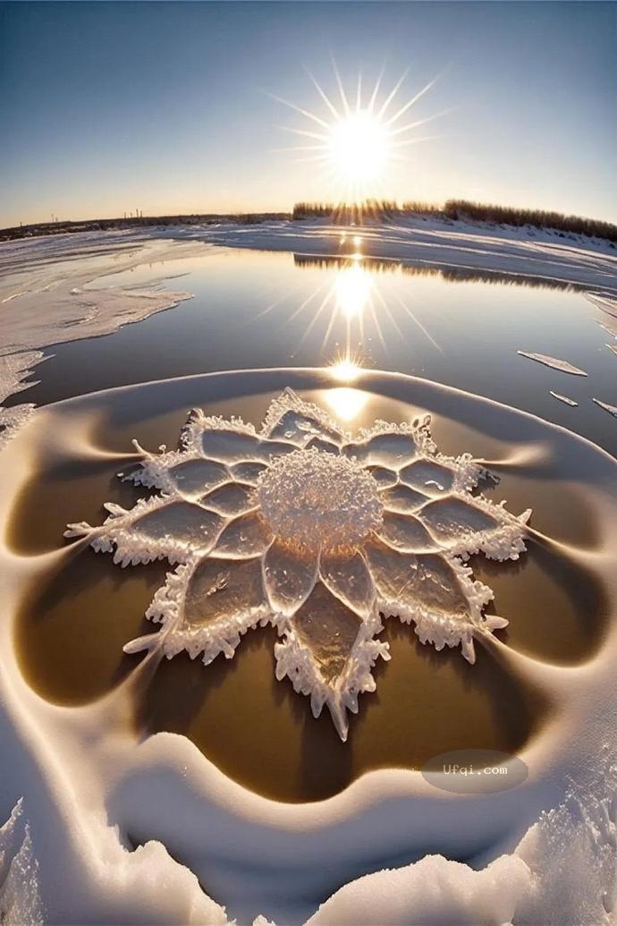 东北松花江里的雪花冬日阳光下景色迷人-2